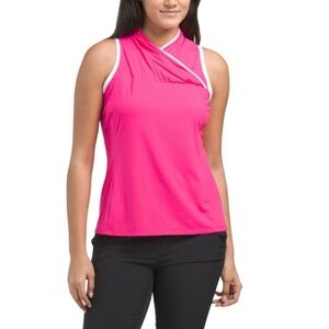 Kinona Womens Overlap Sleeveless Golf Top in Preppy Pink‎